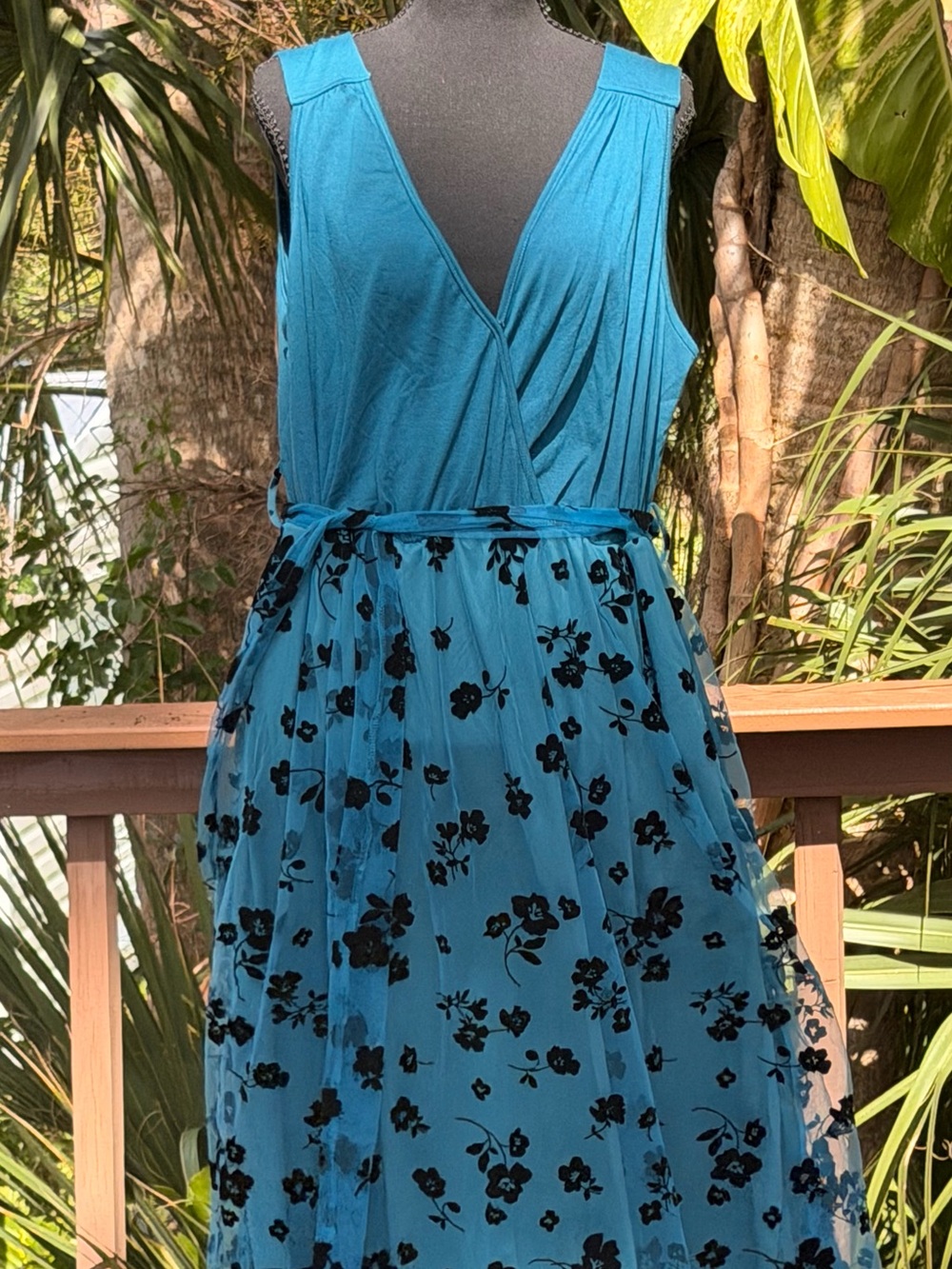 BloomChic New XL Teal Flowy Feminine Floral Dress wedding guest